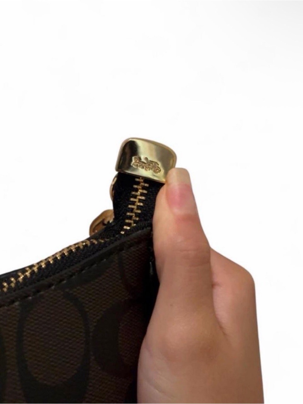 Coach Black & Brown Signature Mini Shoulder Bag with Gold Chain - Picture 4 of 4